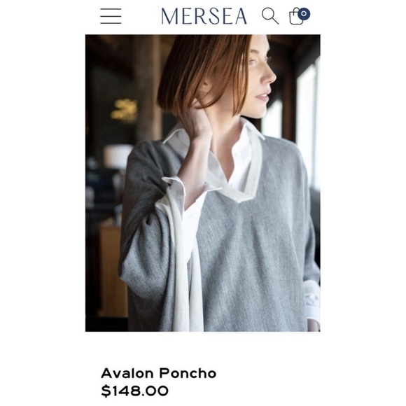 Mersea Knit Avalon Poncho in Fog/Sea One Size - Picture 15 of 15